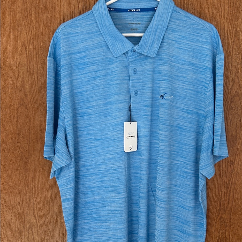 Greg Norman Men's Blue Heather Polo Shirt